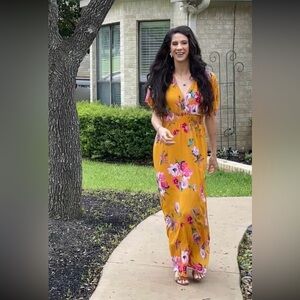 Pink Lily Floral Maxi